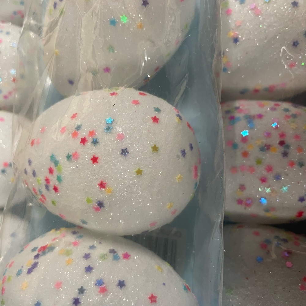 White Multicolor Glitter Plastic Fillable Large Easter Eggs- 30 openable eggs